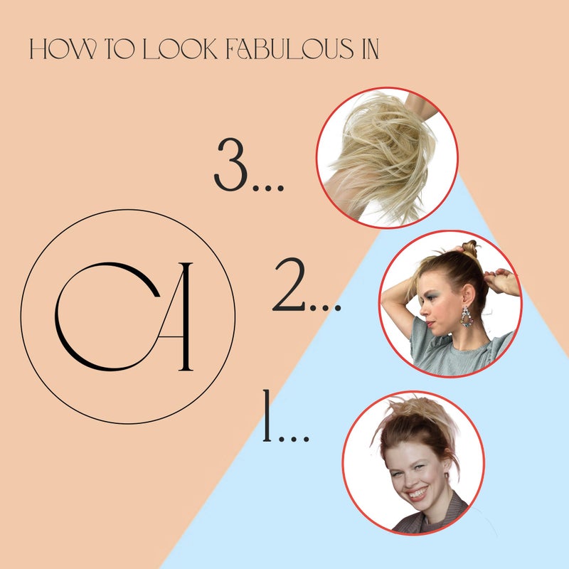 CAISHA Big Hairpiece Scrunchy Updo Bridal Hairstyle curly Messy Bun Ash Gray Mix G26E - Image 4